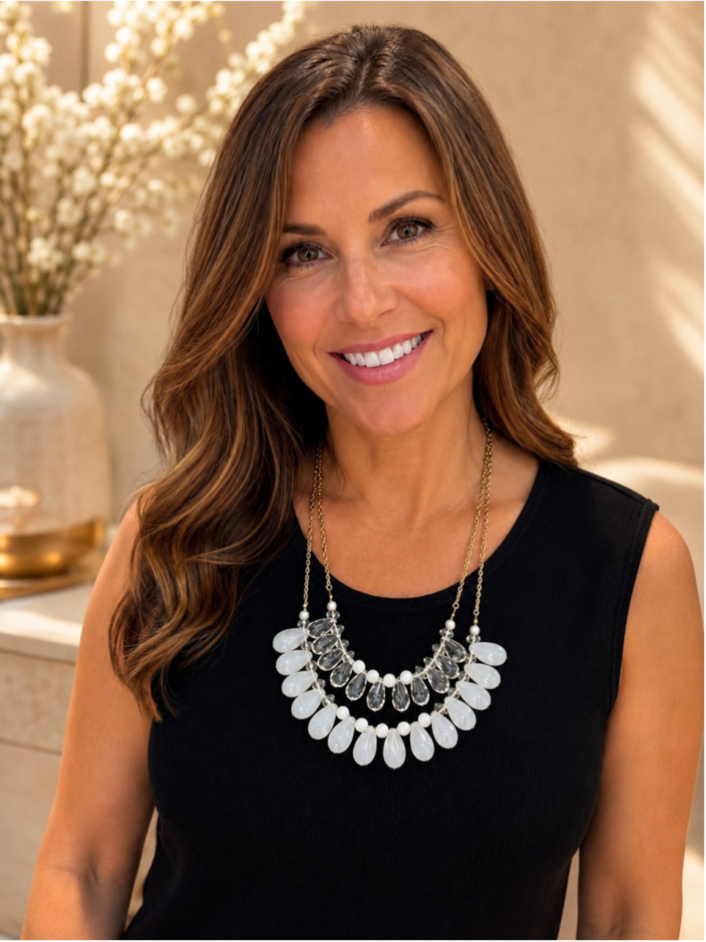ZAD Gold-Tone Petal Double-Strand Statement Necklace – 22”